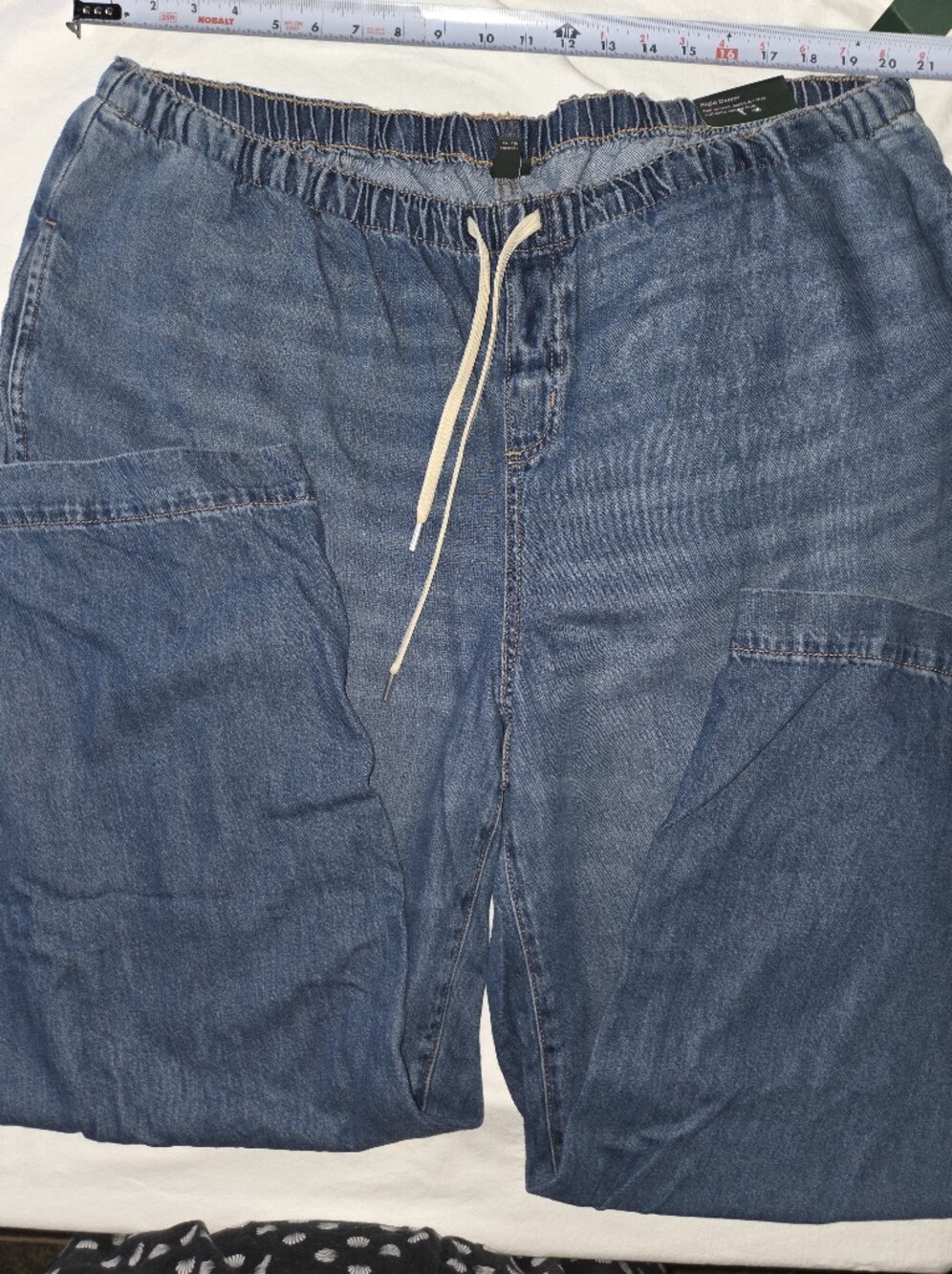 Classic Men's Blue Denim Jeans with Drawstring Waist
